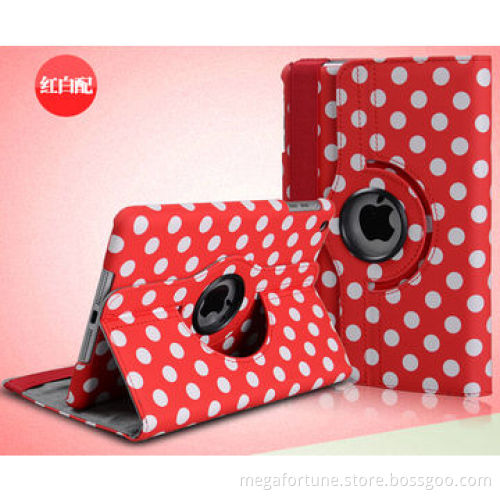 Polka dot pattern 360° rotate leather case for iPad mini 2, OEM/ODM are welcomed